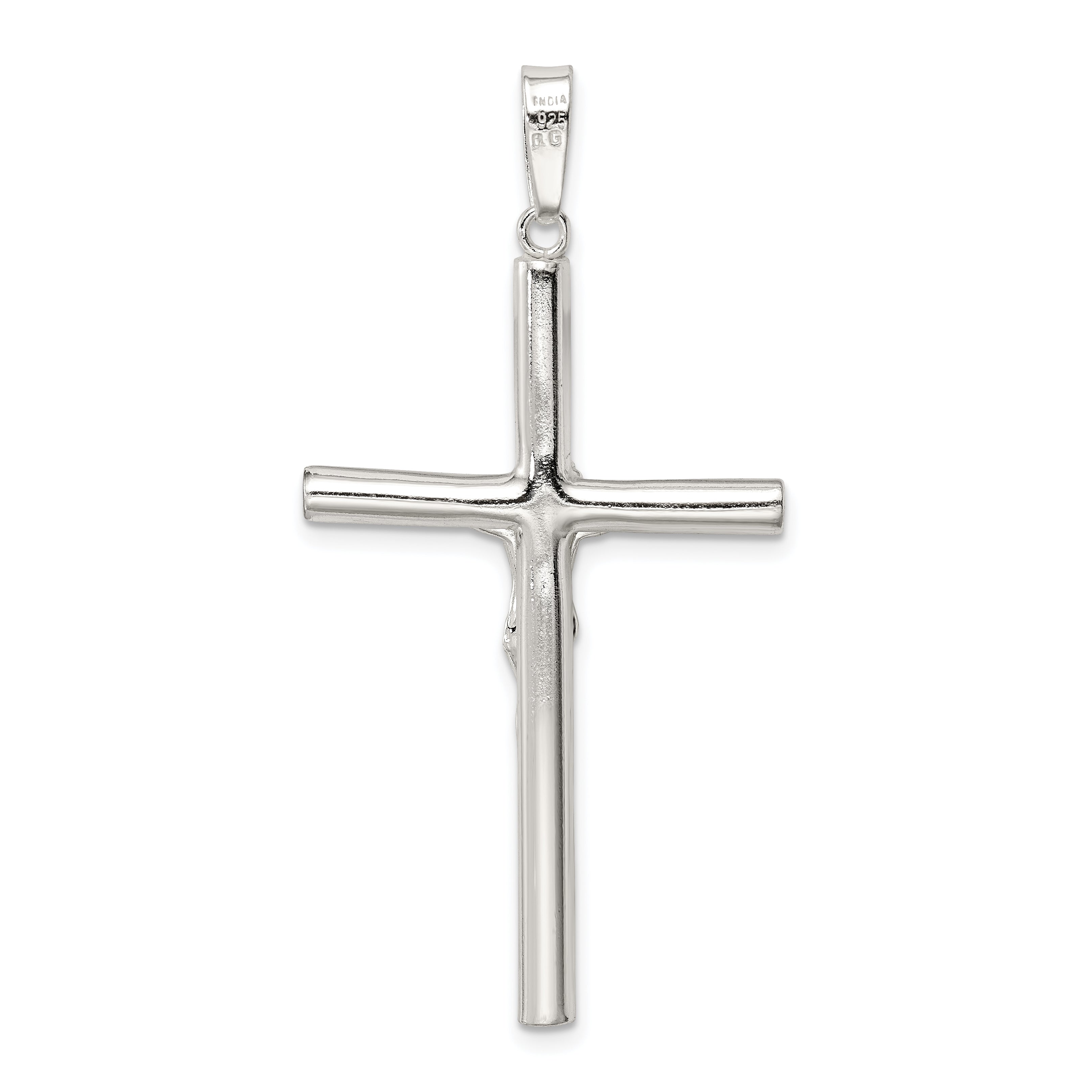 Sterling Silver 925 Polished Crucifix Pendant with Hollow Design