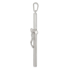 Sterling Silver 925 Hollow Crucifix Pendant with Polished Anti-Tarnish Finish