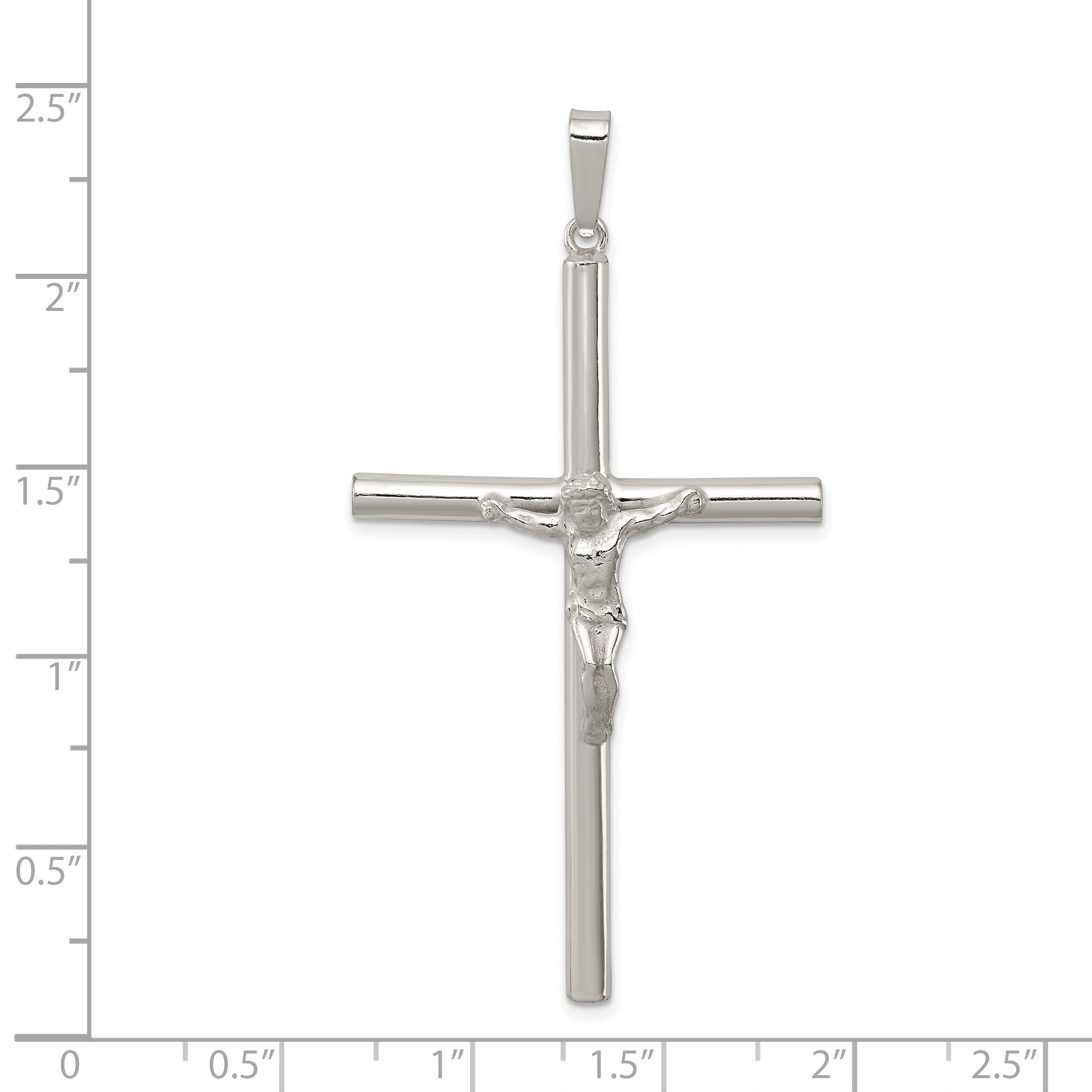 Sterling Silver 925 Hollow Crucifix Pendant with Polished Anti-Tarnish Finish