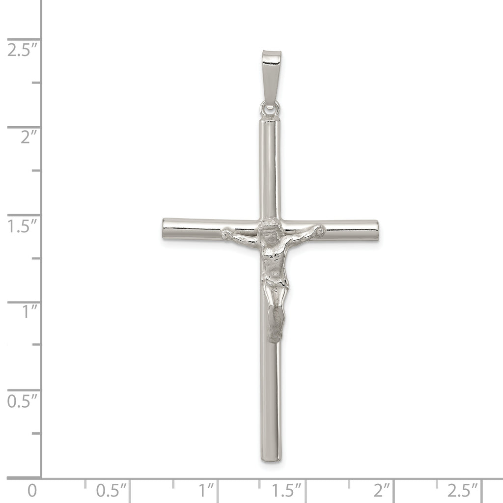 Sterling Silver 925 Hollow Crucifix Pendant with Polished Anti-Tarnish Finish
