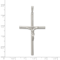 Sterling Silver 925 Hollow Crucifix Pendant with Polished Anti-Tarnish Finish