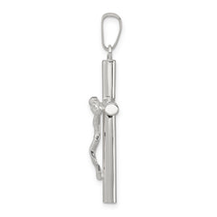 Sterling Silver 925 Polished Hollow Crucifix Pendant with Anti-Tarnish Finish