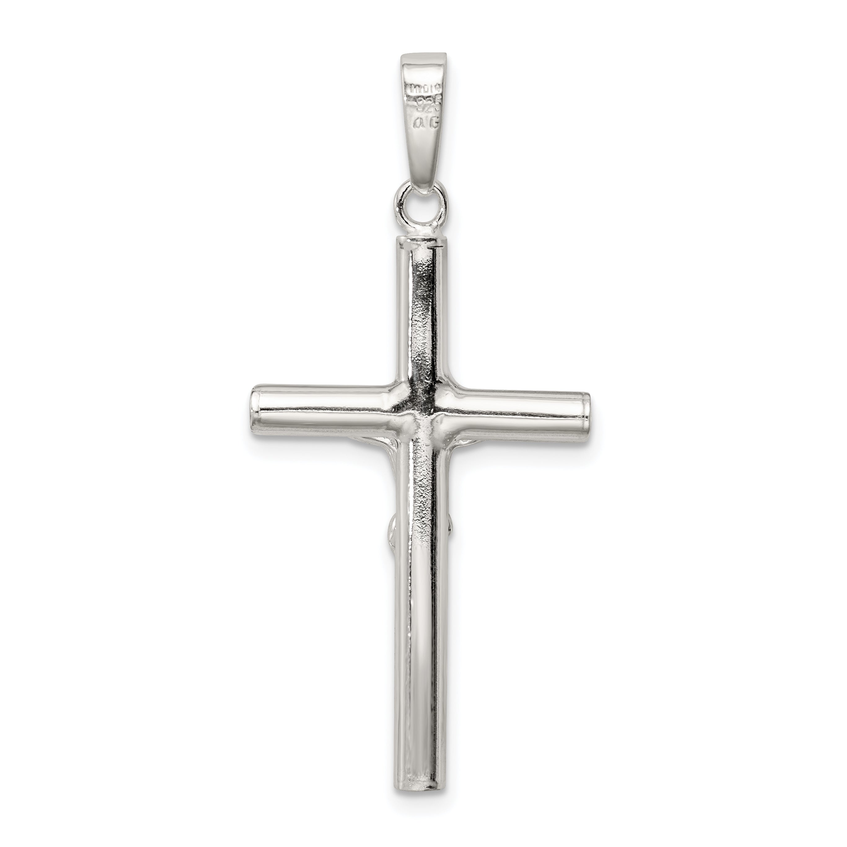 Sterling Silver 925 Polished Hollow Crucifix Pendant with Anti-Tarnish Finish