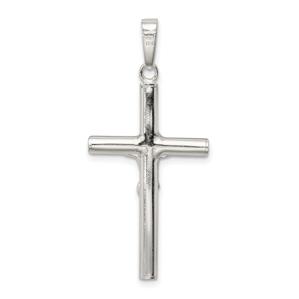 Sterling Silver 925 Polished Hollow Crucifix Pendant with Anti-Tarnish Finish