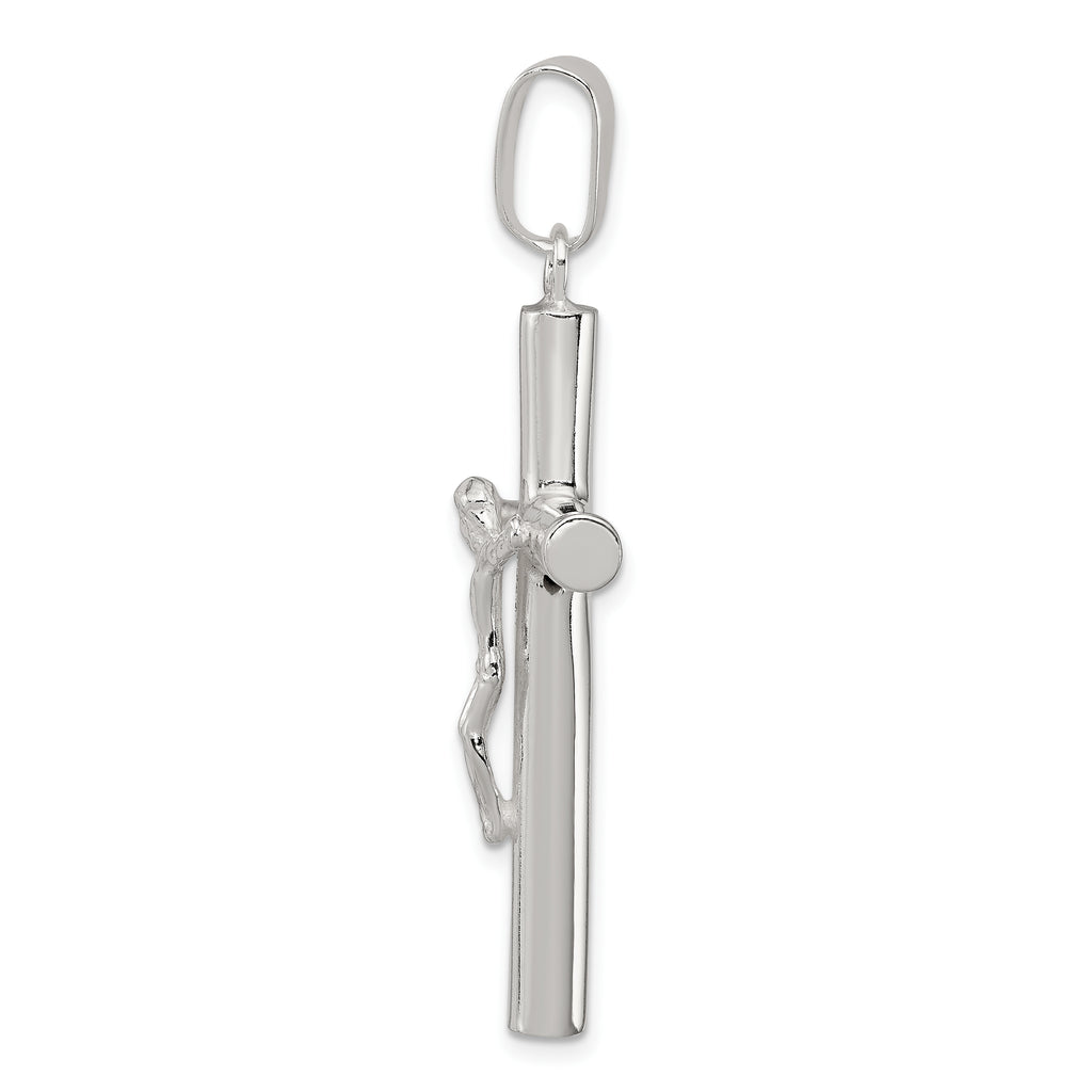 Sterling Silver 925 Polished Hollow 3D Crucifix Pendant