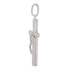 Sterling Silver 925 Polished Hollow 3D Crucifix Pendant