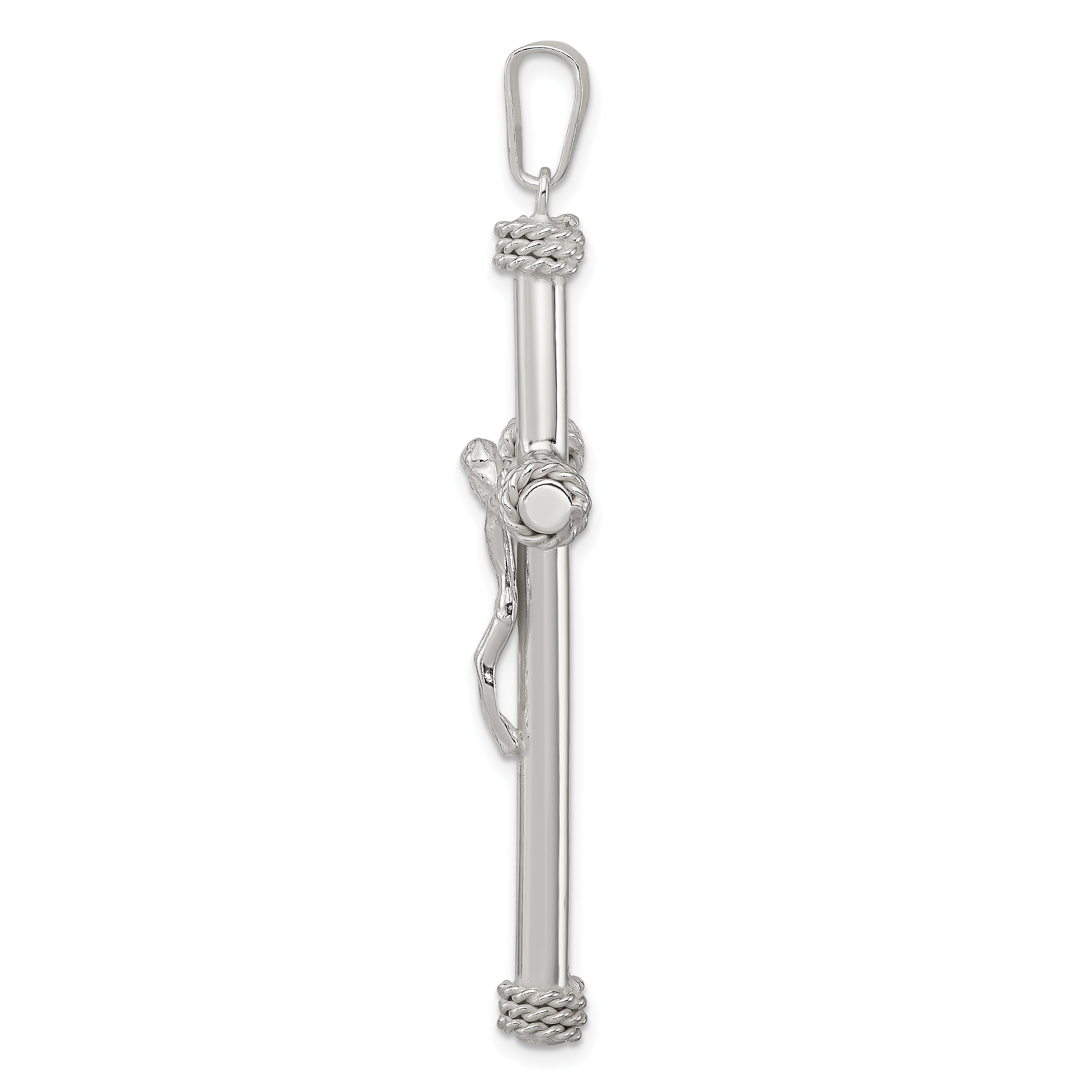 Sterling Silver Polished Textured Hollow Crucifix Pendant Secondary image