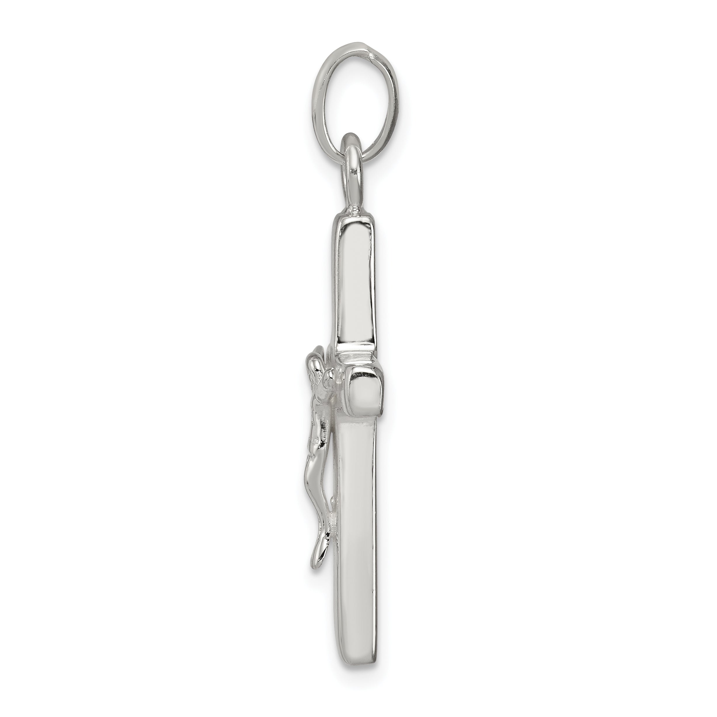 Sterling Silver 925 Polished Crucifix Pendant with Anti-Tarnish Finish