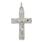 Sterling Silver Polished Squared Cross Crucifix Pendant