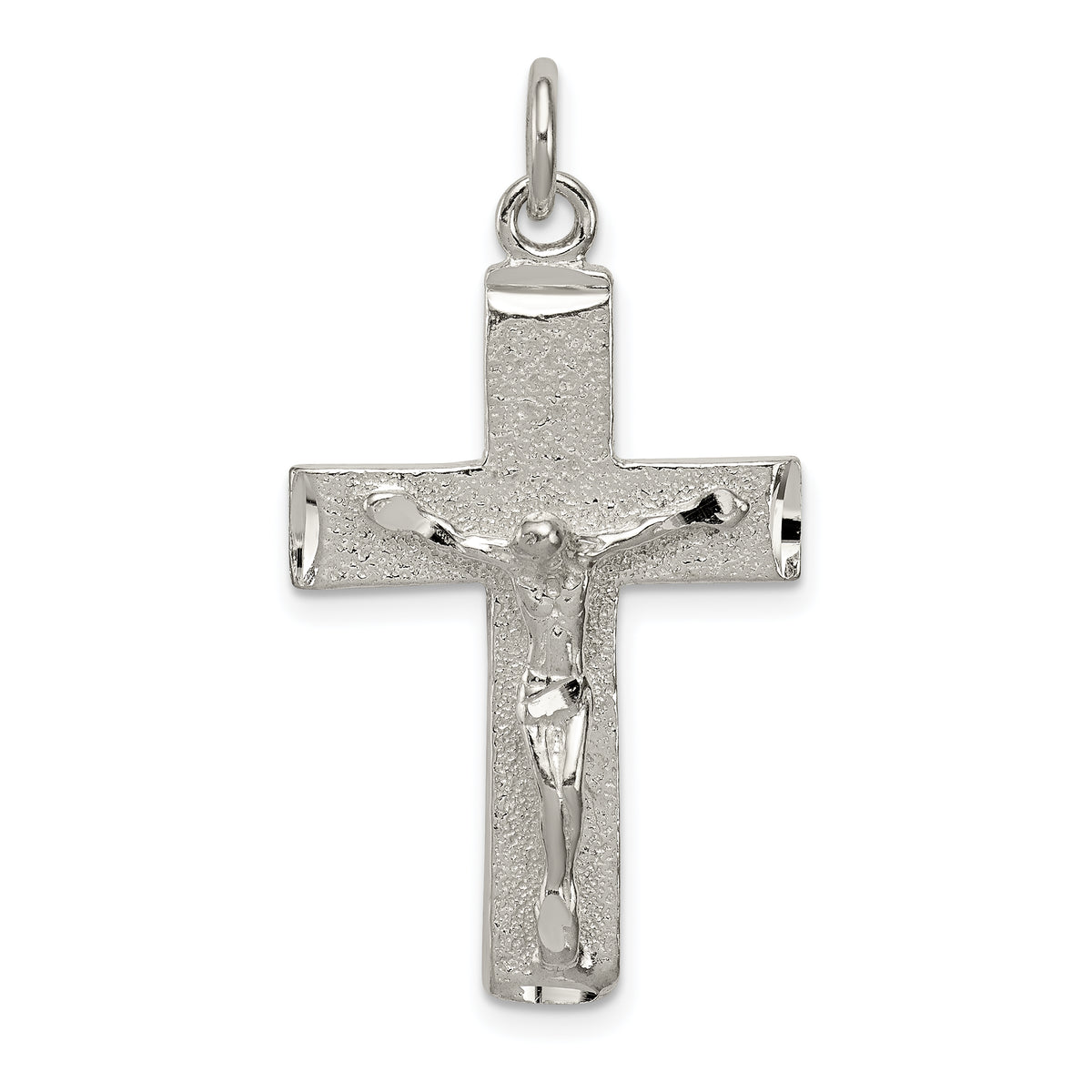 Sterling Silver Polished Squared Cross Crucifix Pendant