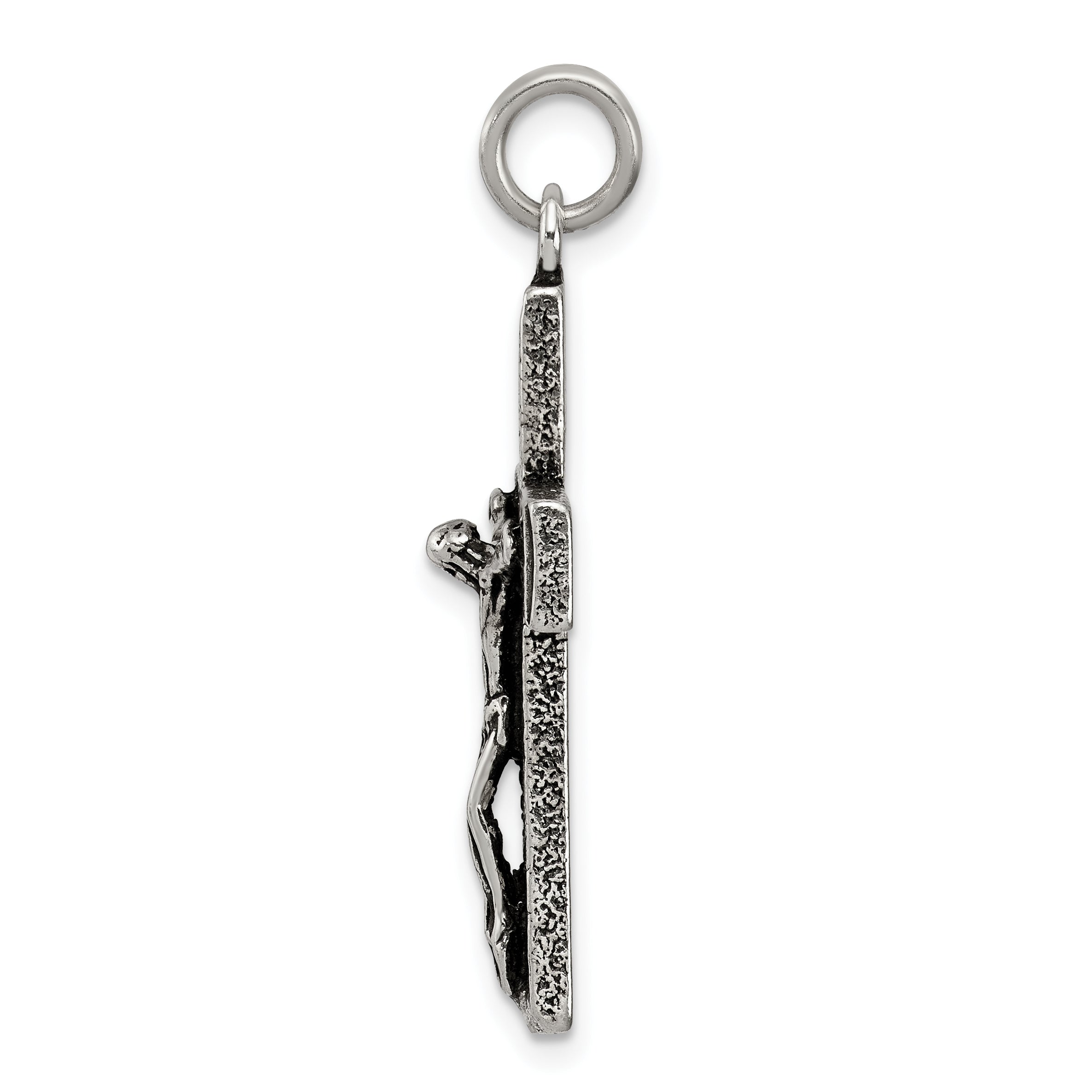 Antiqued Sterling Silver 925 Cross Crucifix Pendant with Polished Finish Secondary image