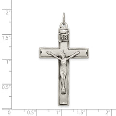 Sterling Silver INRI Crucifix Cross w/ Prayer Pendant