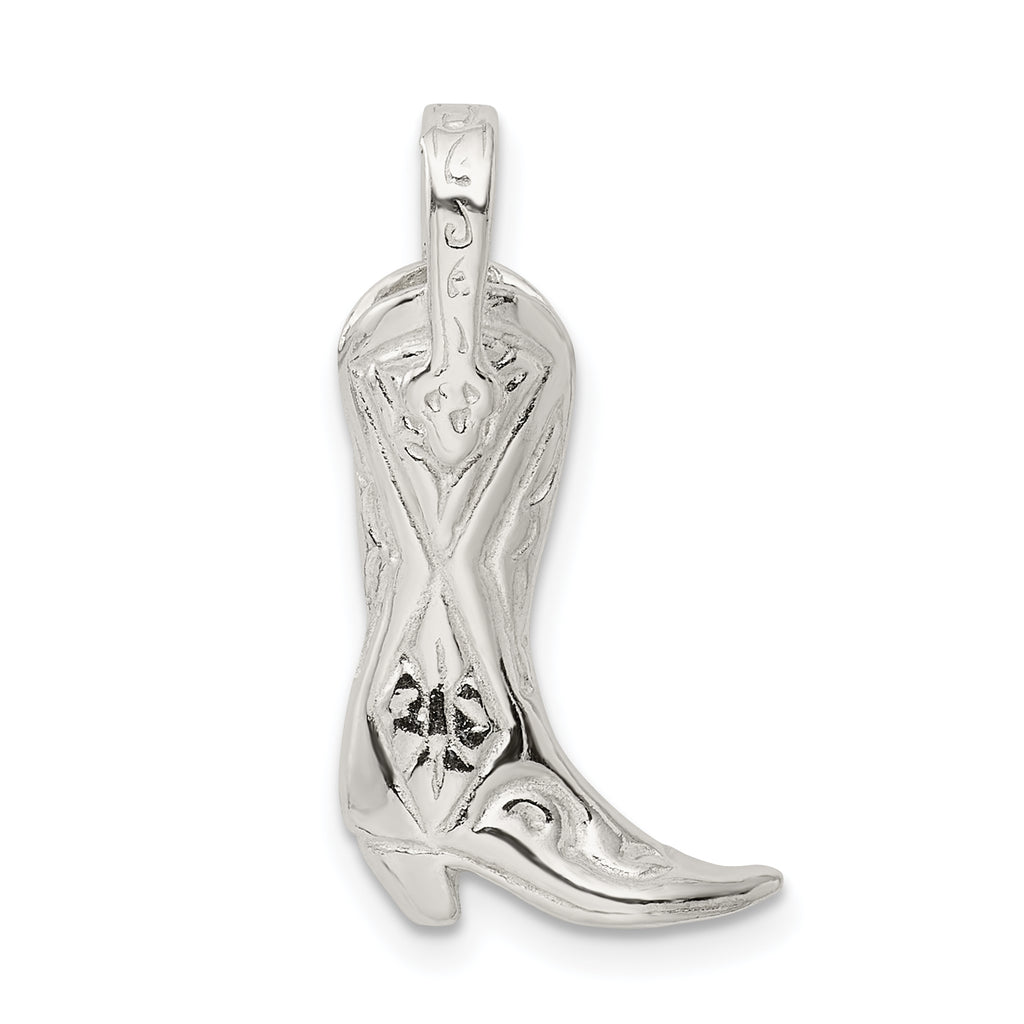 Sterling Silver 925 Cowboy Boot Charm with Polished Finish and Anti-Tarnish Coating