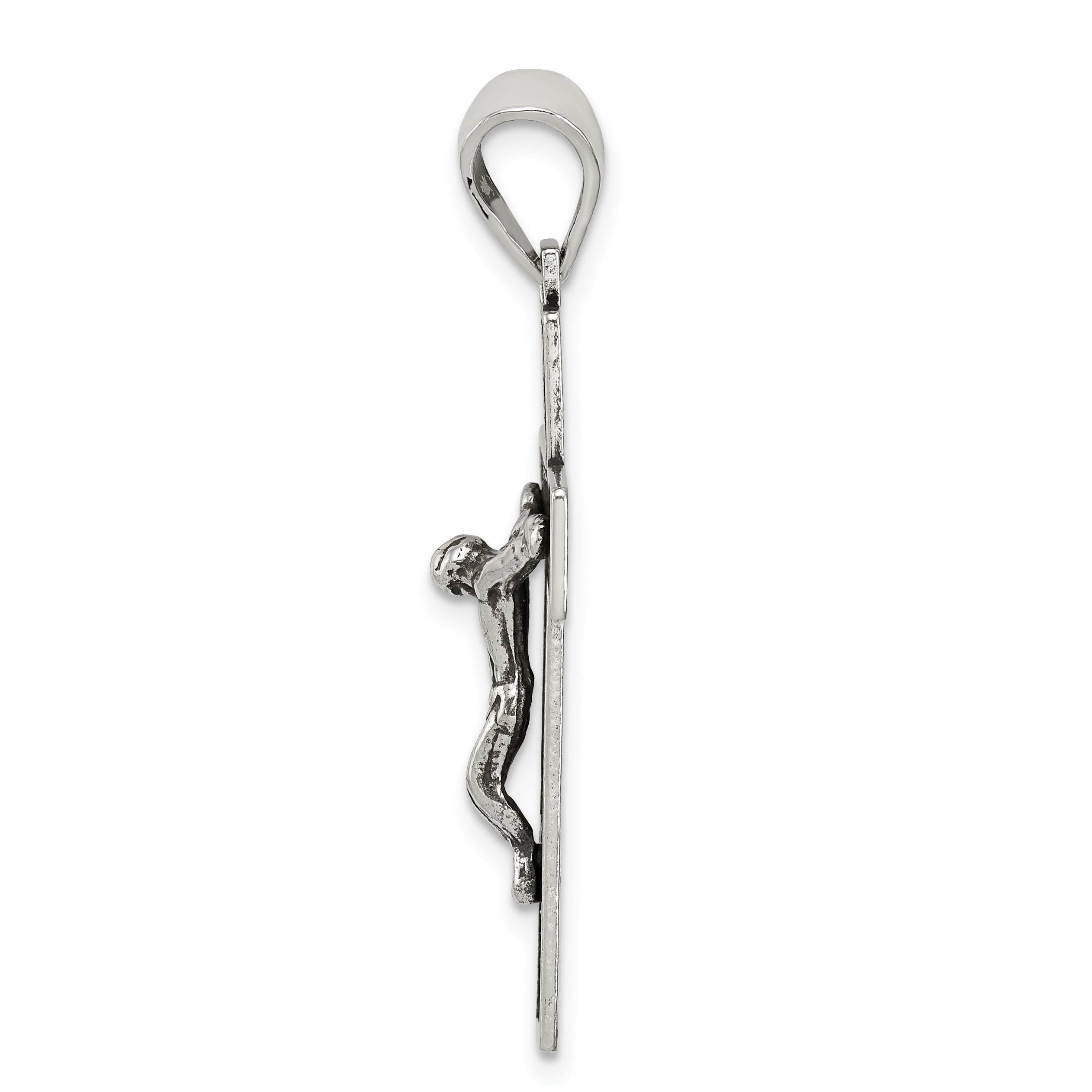 Sterling Silver Antiqued Box Cross Crucifix Pendant Secondary image