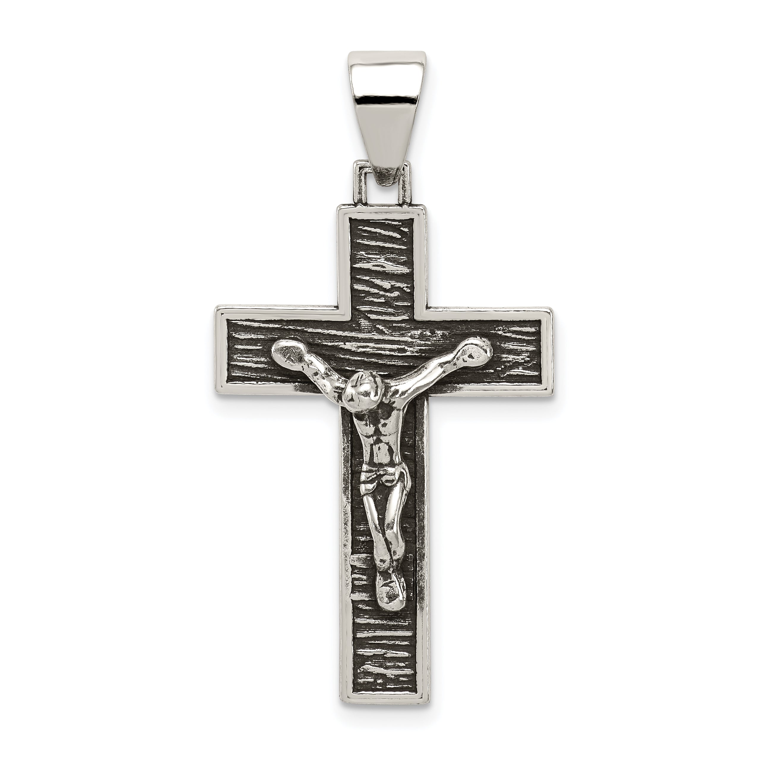 Sterling Silver Antiqued Box Cross Crucifix Pendant Main image