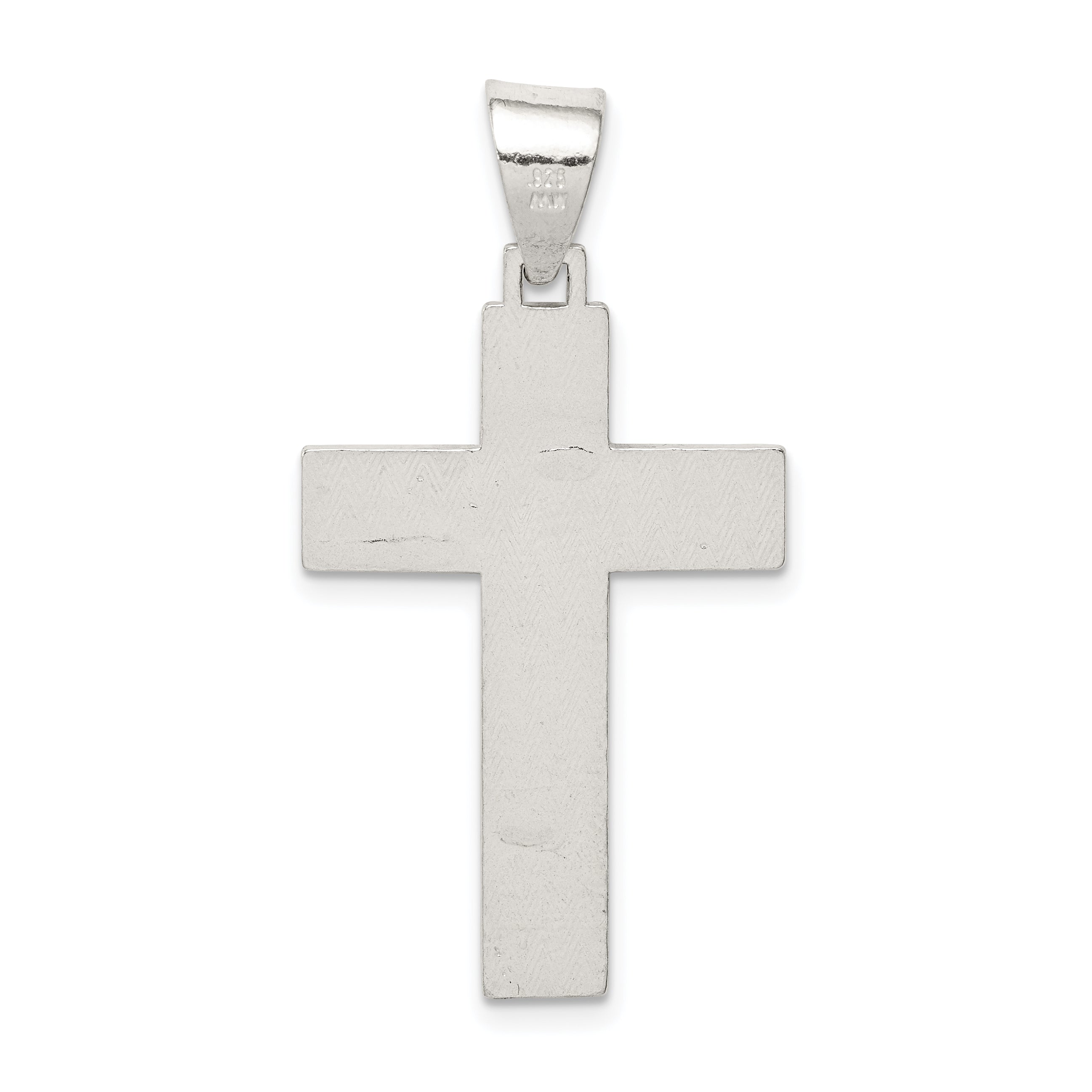 Sterling Silver 925 Crucifix Pendant with Polished Textured Finish