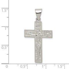 Sterling Silver Polished & Textured Crucifix Pendant
