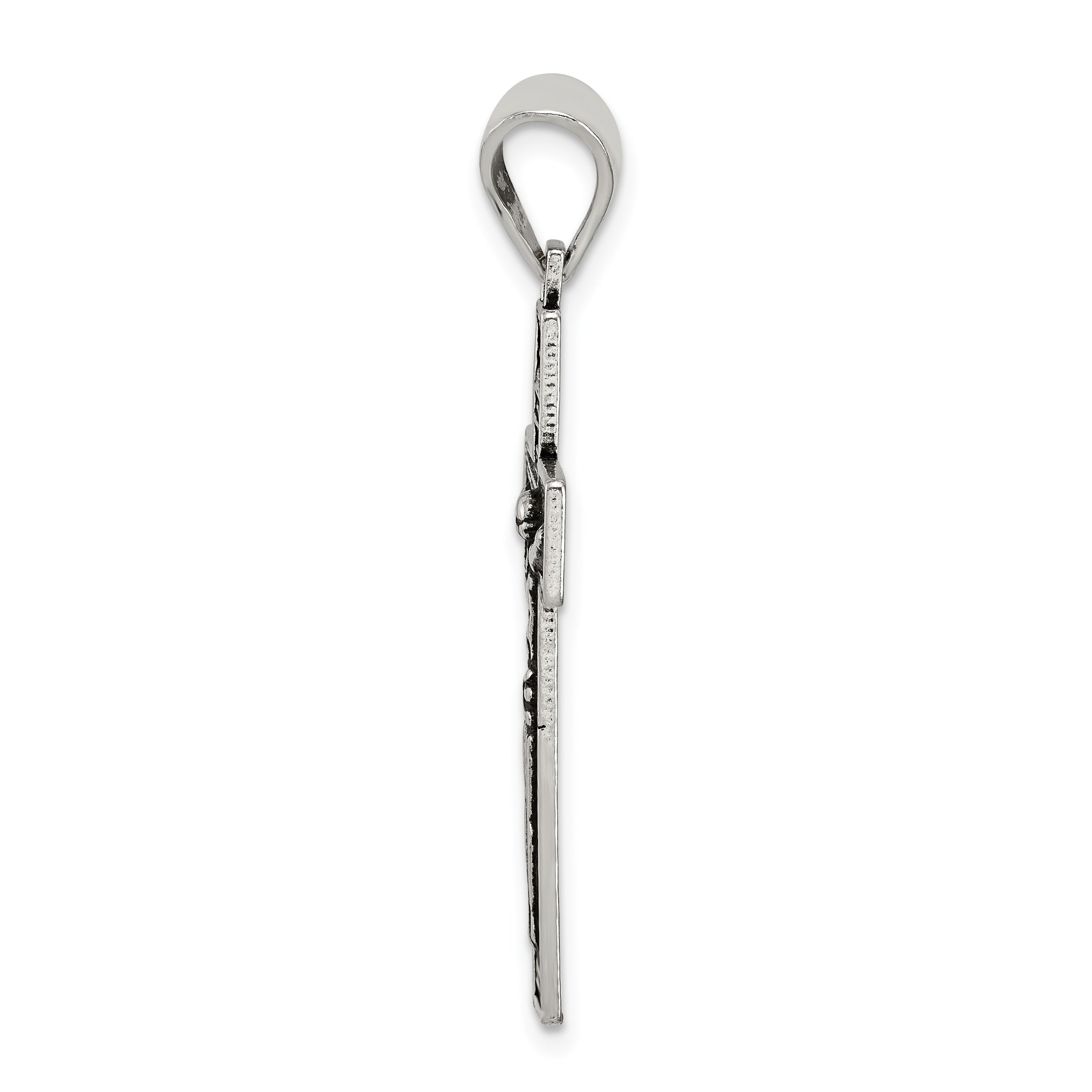 Sterling Silver Antiqued & Textured Crucifix Pendant Secondary image