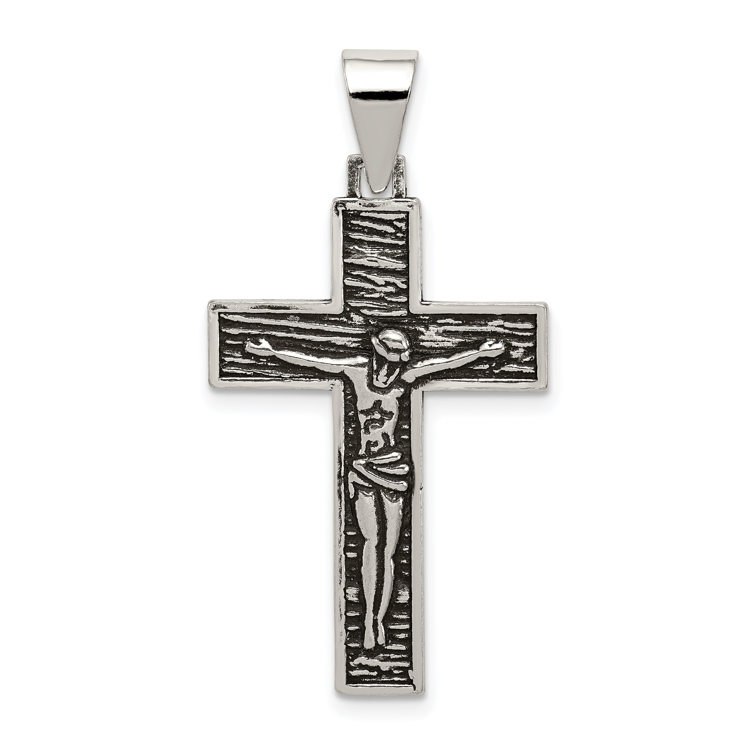 Sterling Silver Antiqued & Textured Crucifix Pendant Main image