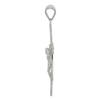 Sterling Silver Polished Beaded Filigree Crucifix Pendant