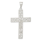 Sterling Silver Polished Beaded Filigree Crucifix Pendant