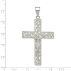 Sterling Silver Polished Beaded Filigree Crucifix Pendant