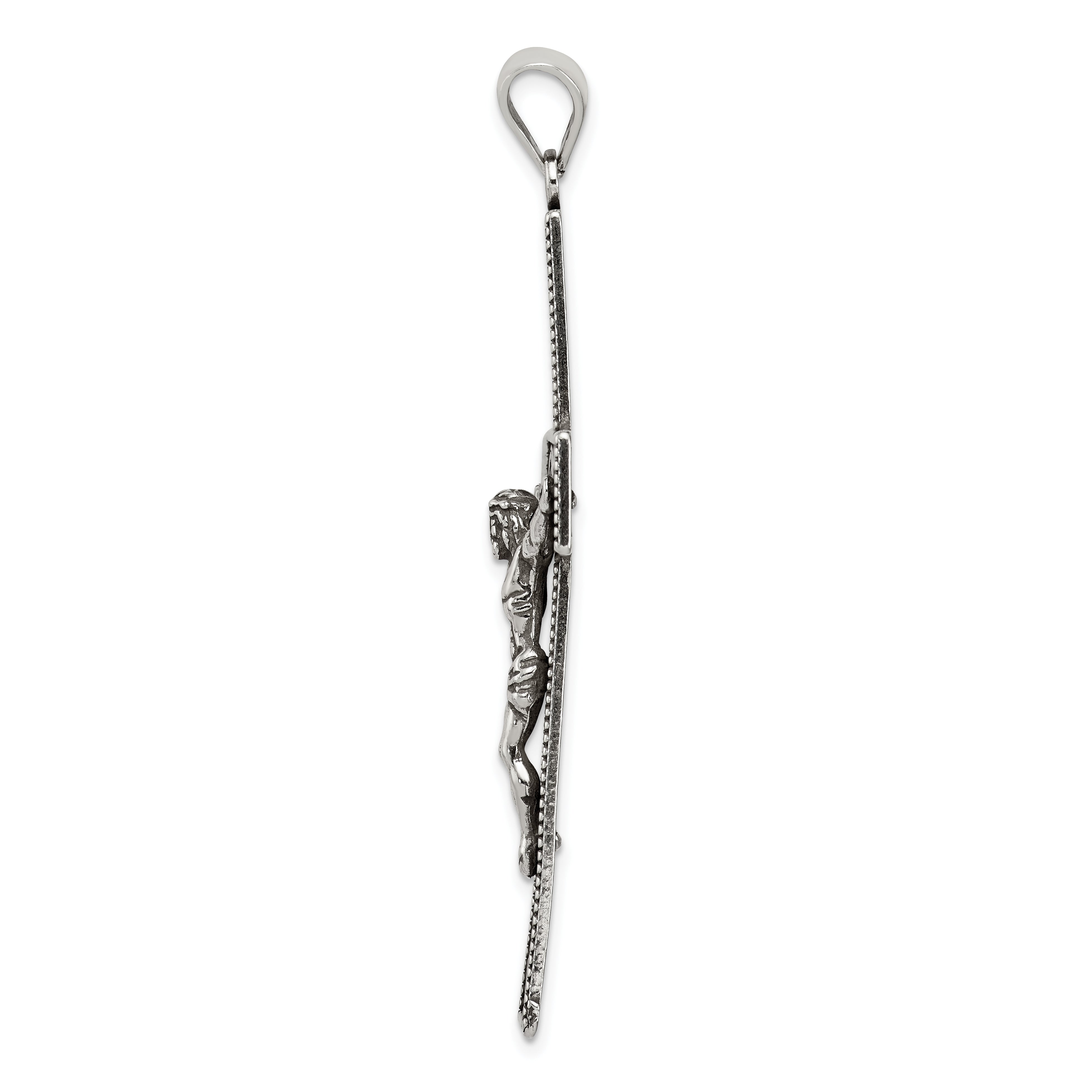 Sterling Silver Antiqued Beaded Filigree Crucifix Pendant Secondary image