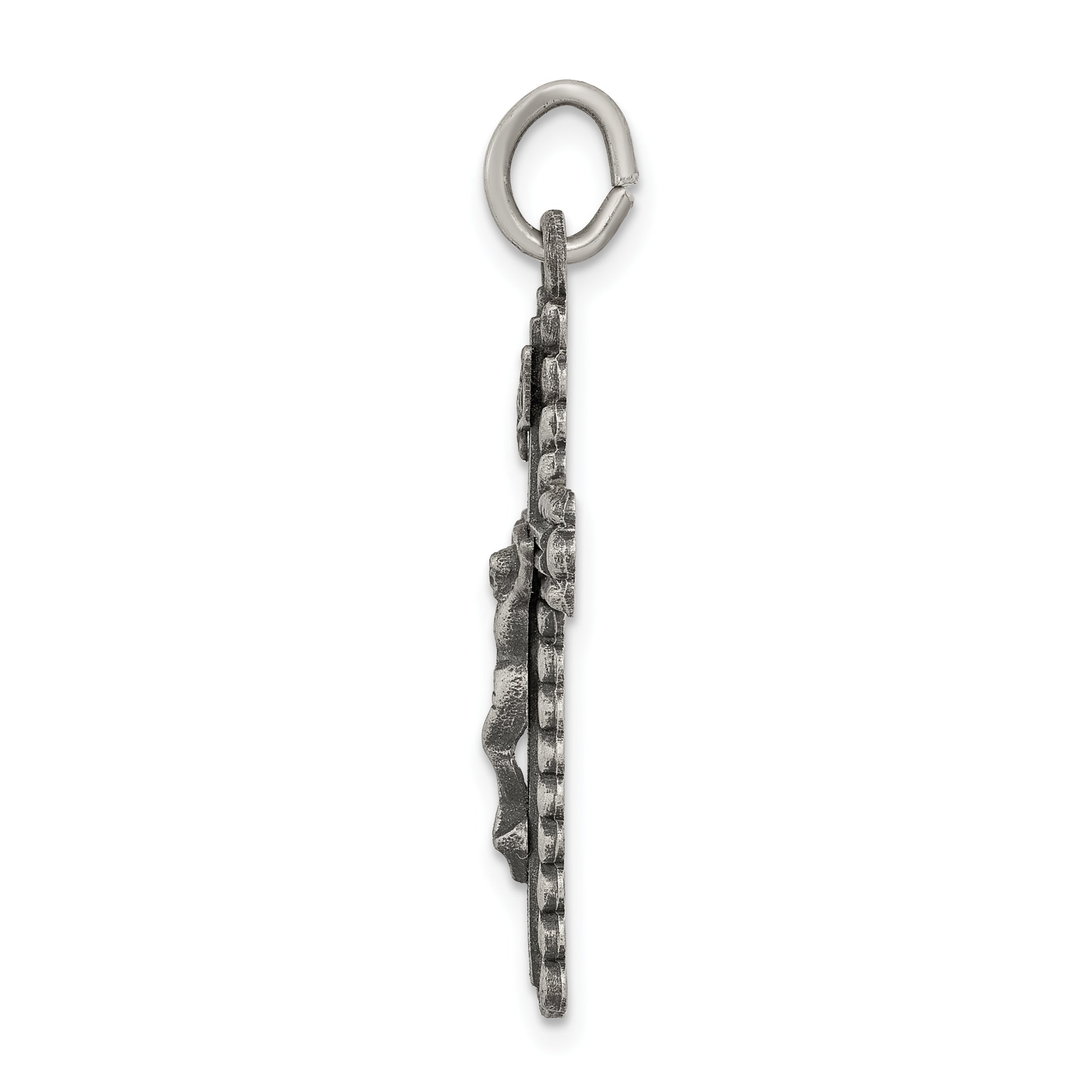 Sterling Silver 925 INRI Crucifix Pendant with Antiqued Finish Secondary image