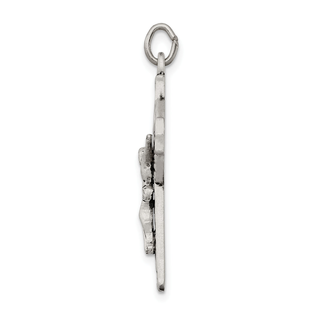 Sterling Silver 925 Polished Irish Crucifix Pendant Antique Inspired