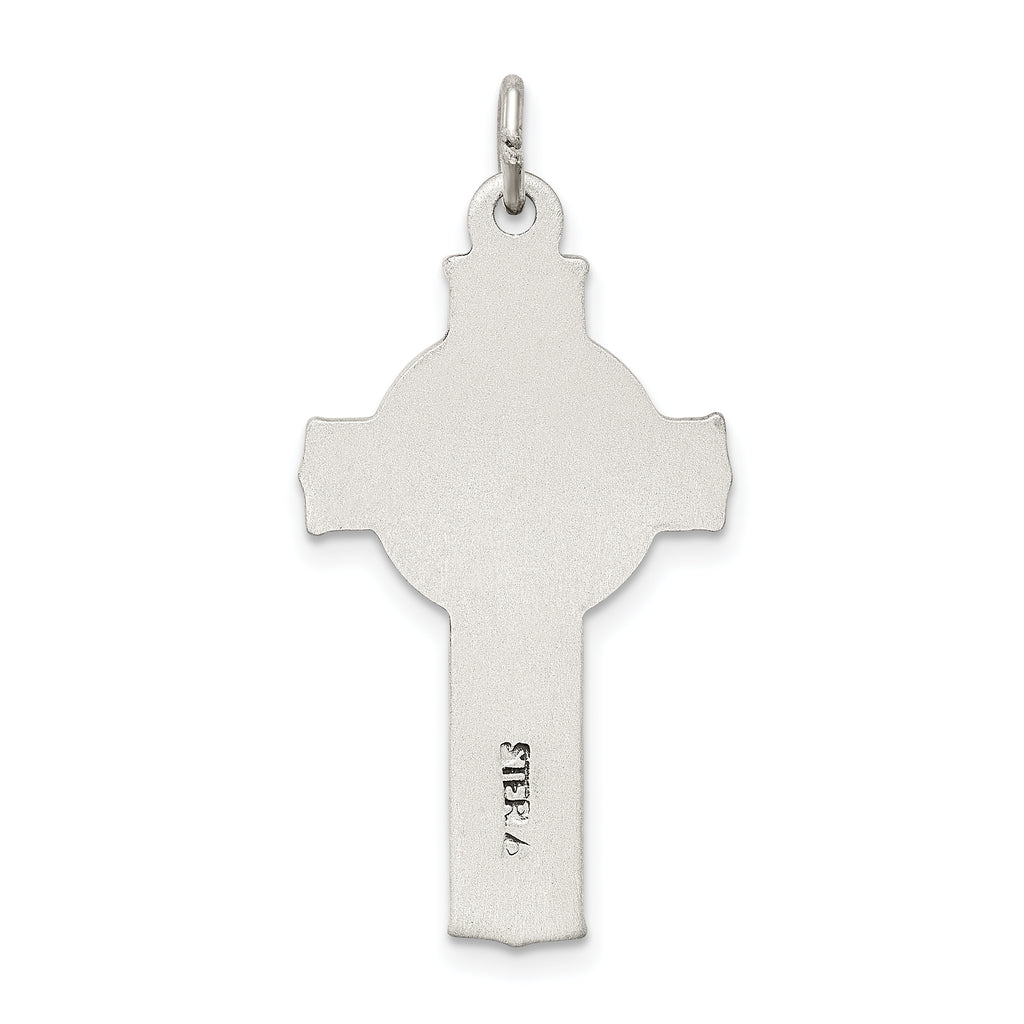 Sterling Silver 925 Polished Irish Crucifix Pendant Antique Inspired