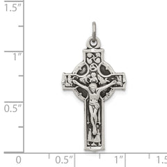 Sterling Silver Antiqued Irish 4-Way INRI Crucifix Cross Pendant