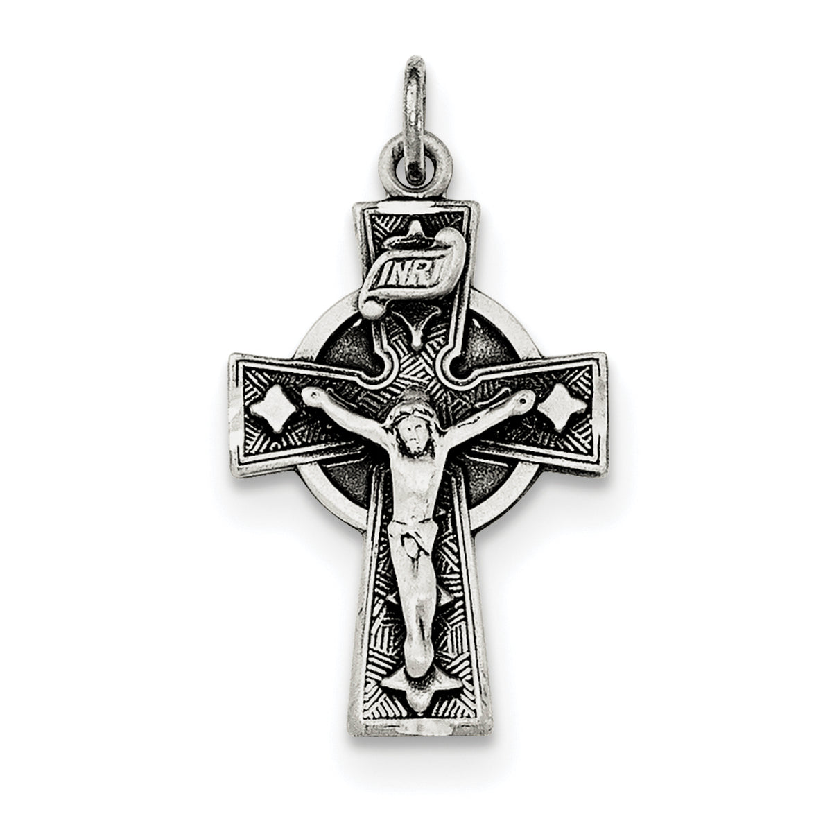 Sterling Silver Antiqued Irish 4-Way Cross Pendant