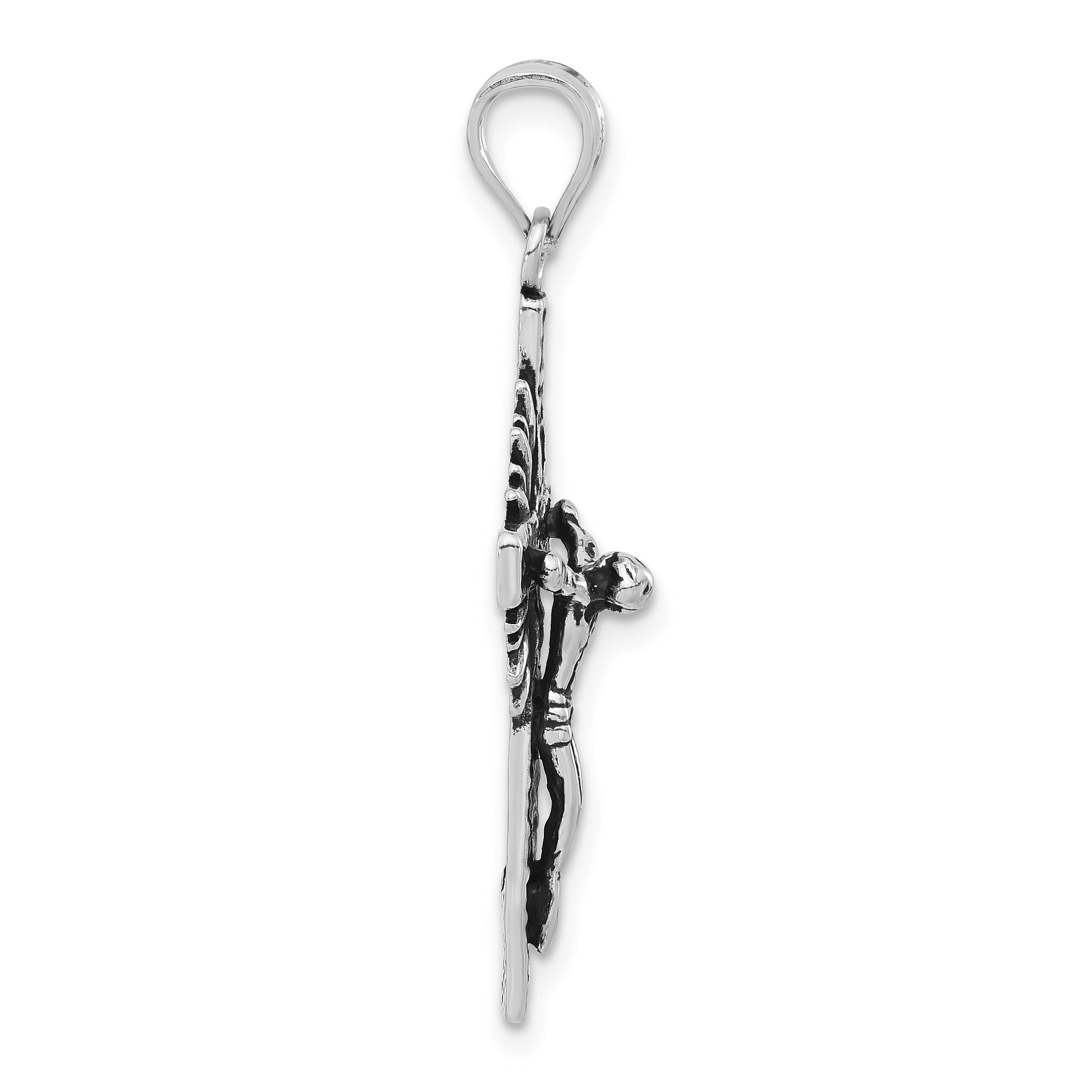 Sterling Silver 925 Unisex Crucifix Pendant with Antiqued Finish