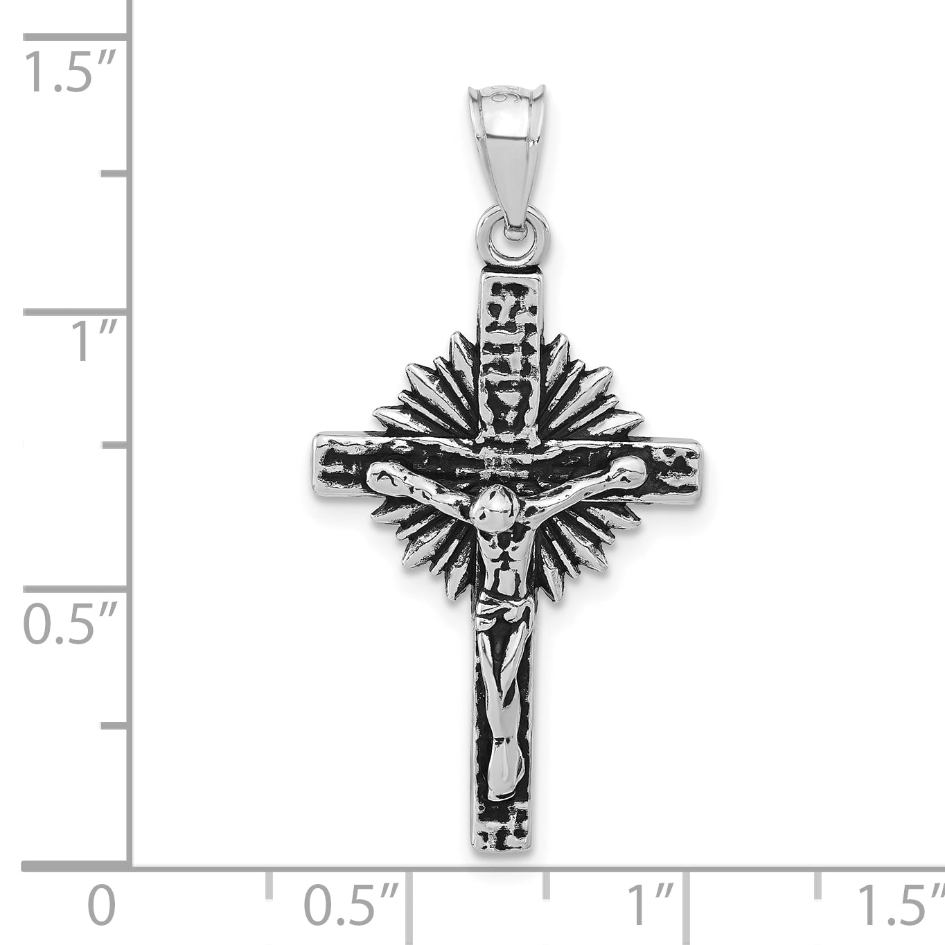 Sterling Silver 925 Unisex Crucifix Pendant with Antiqued Finish