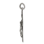 Sterling Silver 925 INRI Crucifix Pendant with Polished Antiqued Finish