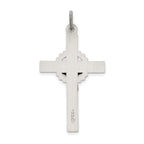Sterling Silver 925 INRI Crucifix Pendant with Polished Antiqued Finish