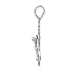Sterling Silver 925 Polished Crucifix Pendant with Anti-Tarnish Finish