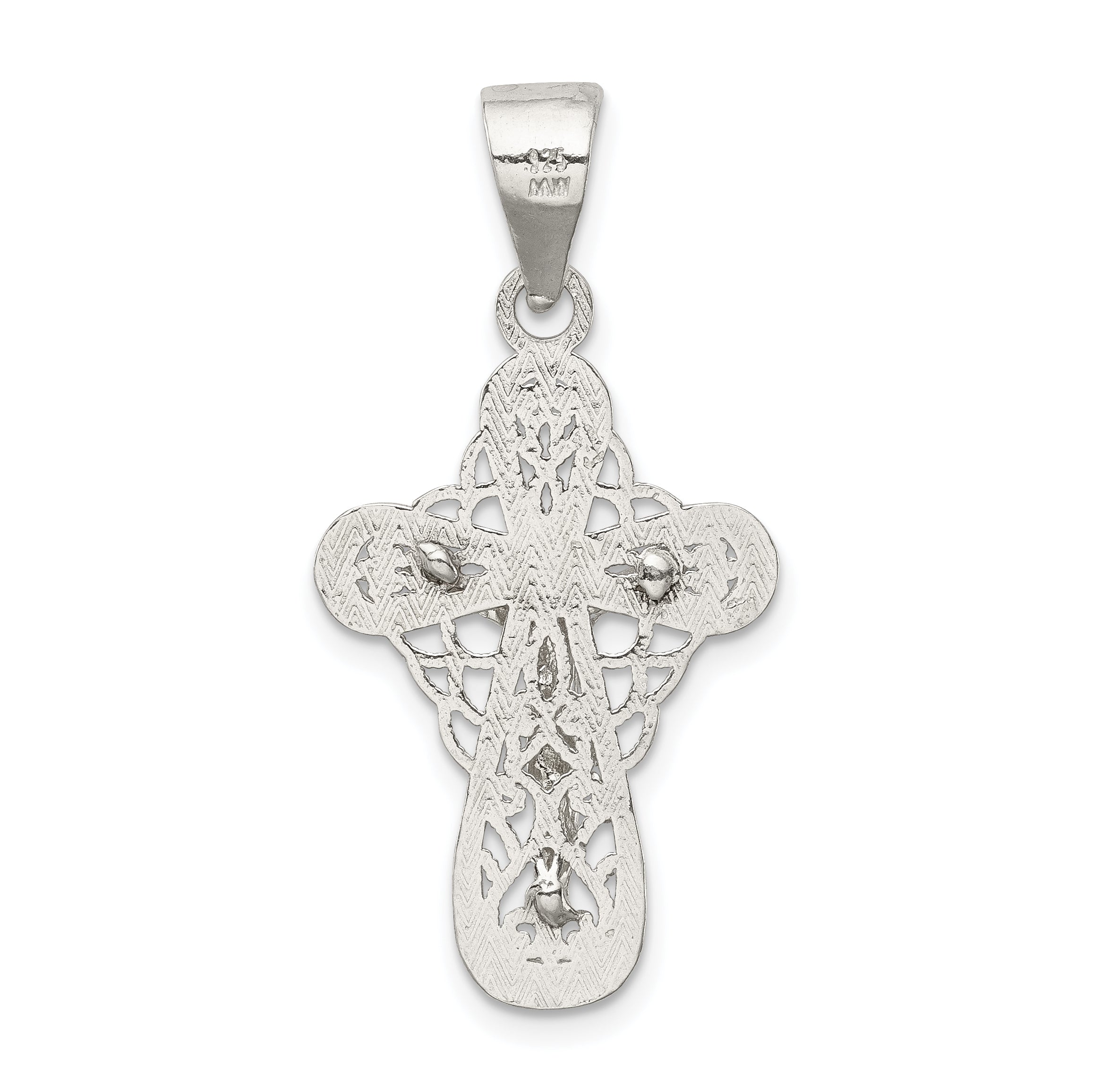Sterling Silver 925 Polished Crucifix Pendant with Anti-Tarnish Finish