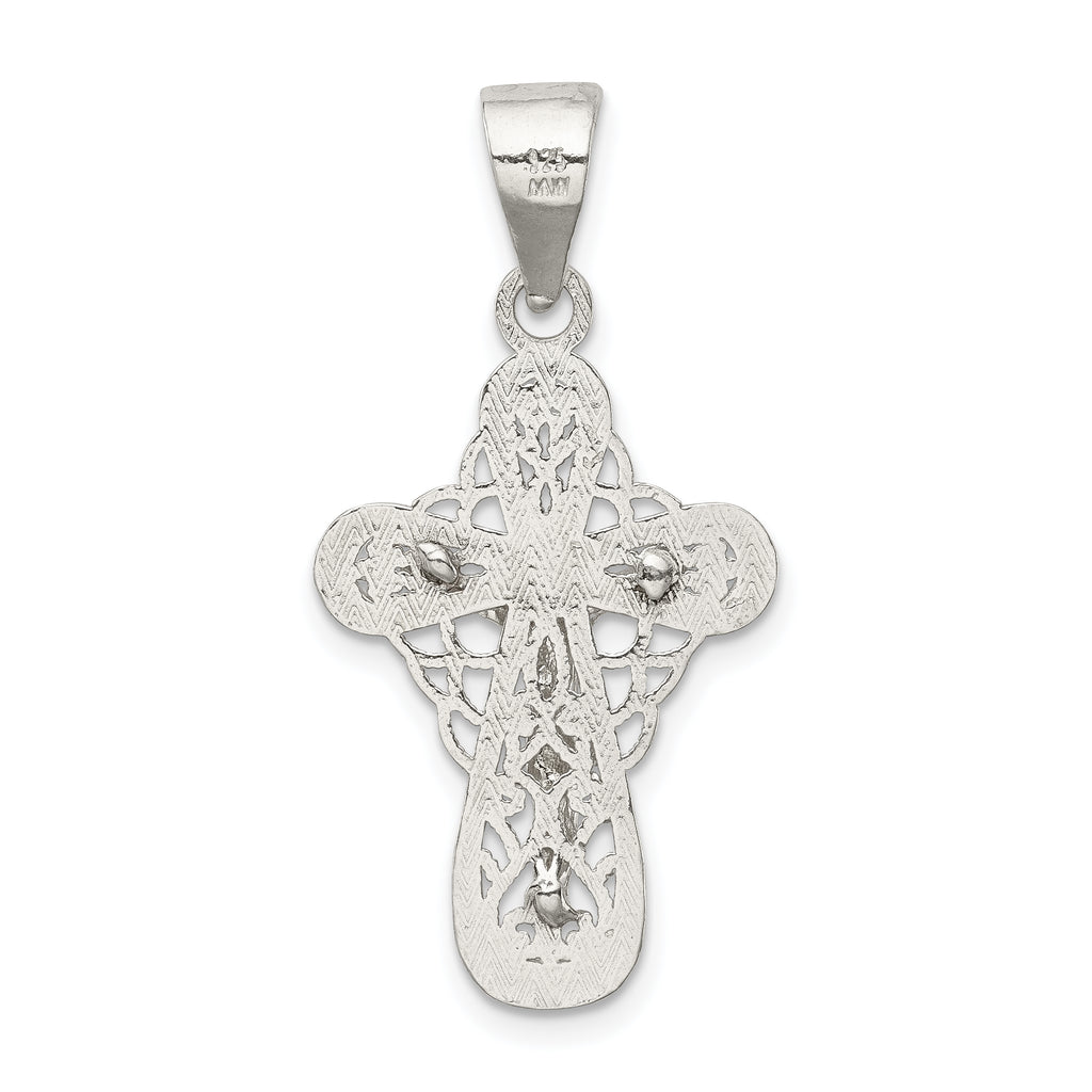 Sterling Silver 925 Polished Crucifix Pendant with Anti-Tarnish Finish