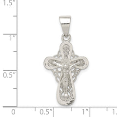 Sterling Silver 925 Polished Crucifix Pendant with Anti-Tarnish Finish