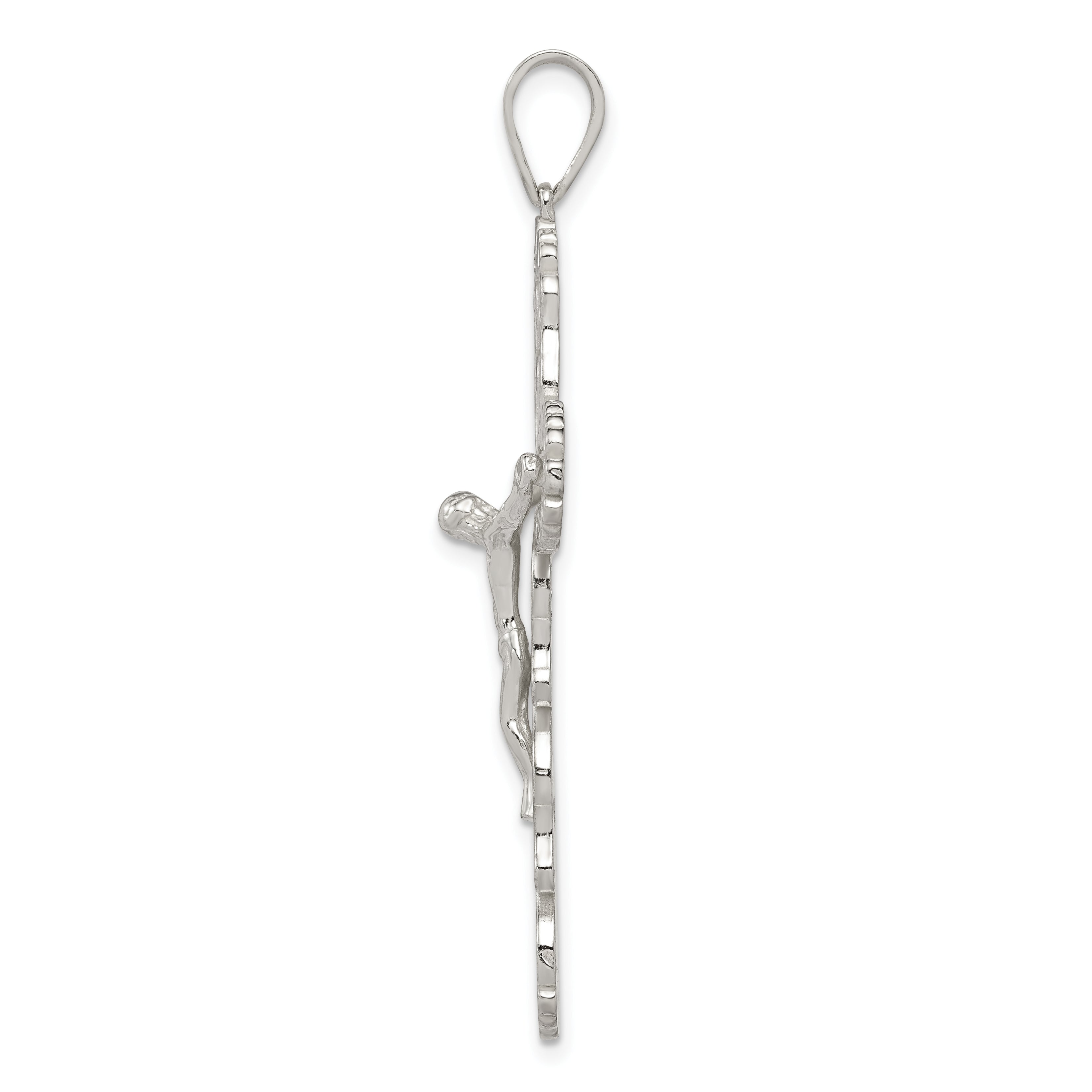 Sterling Silver Polished Filigree Cross Crucifix Pendant Secondary image