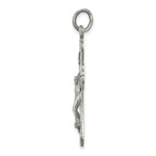 Sterling Silver 925 INRI Crucifix Pendant with Antiqued Brushed Finish