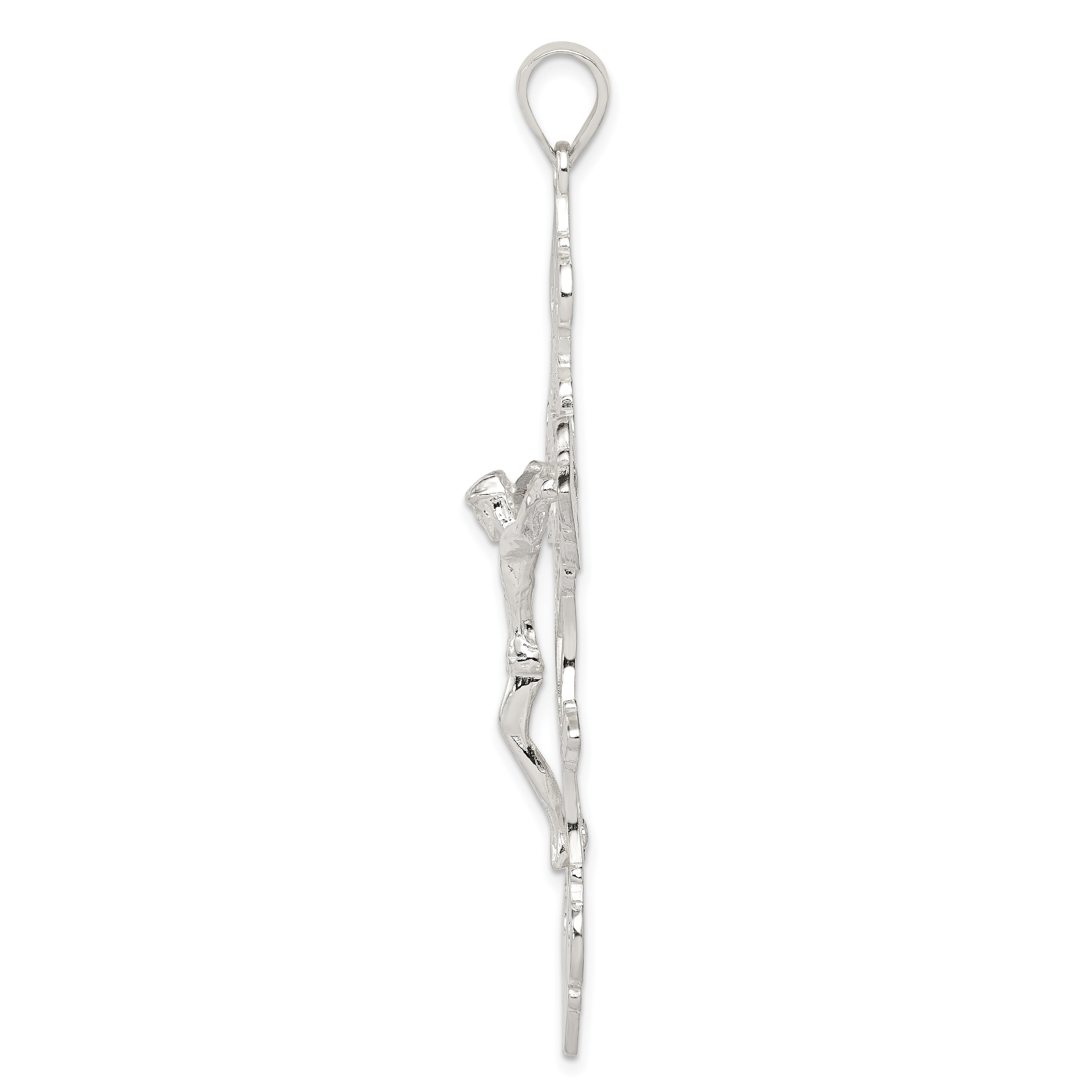 Sterling Silver Polished Large INRI Crucifix Pendant Secondary image