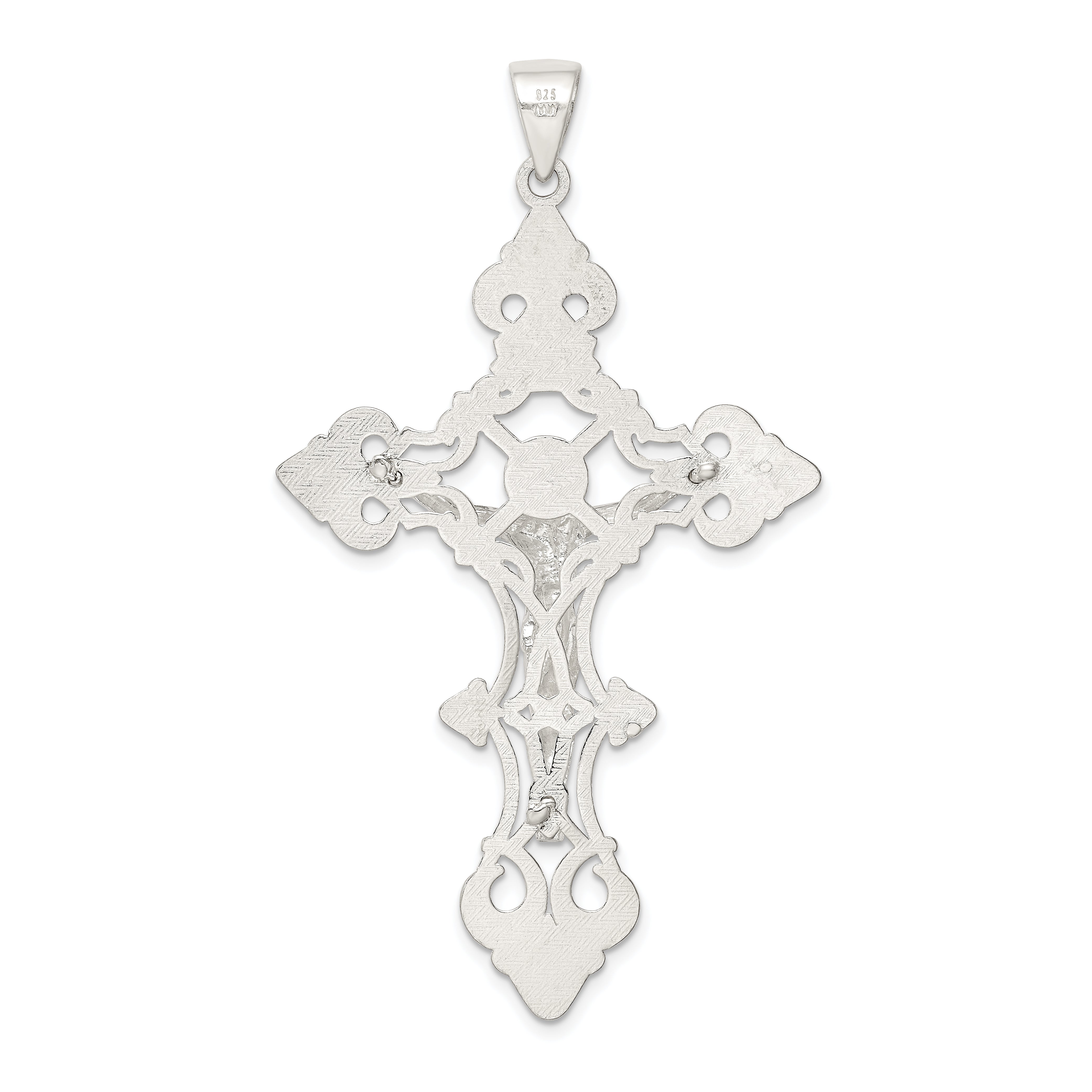 Sterling Silver Polished Large INRI Crucifix Pendant
