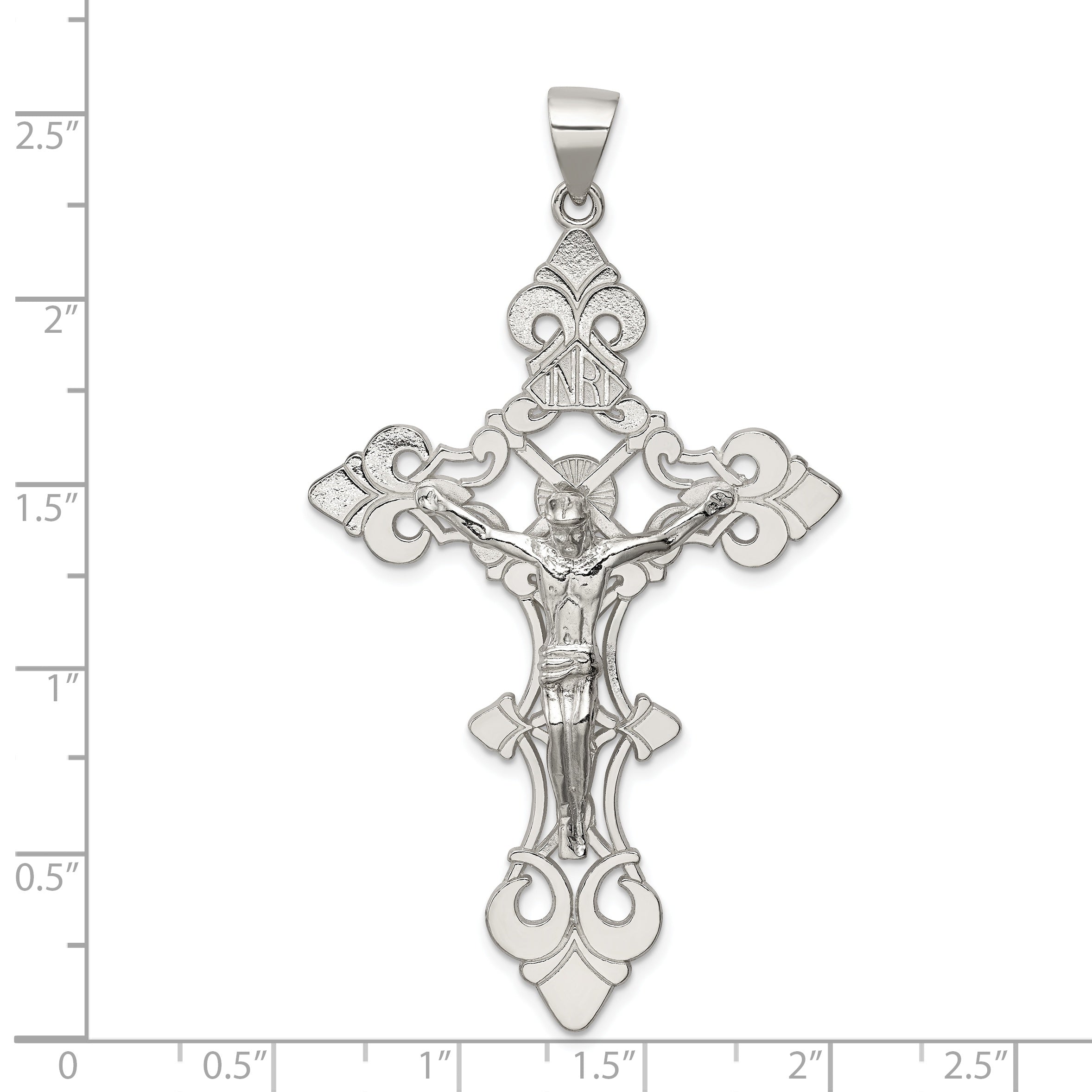 Sterling Silver Polished Large INRI Crucifix Pendant