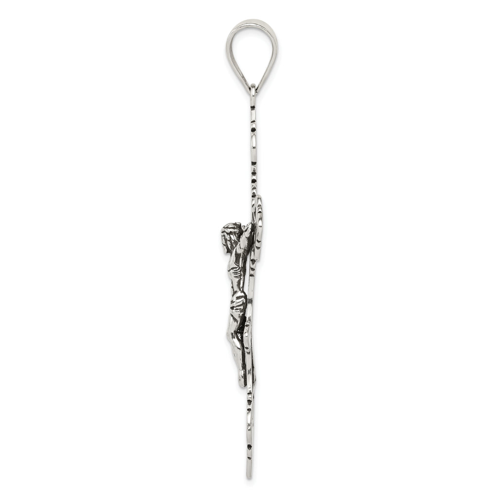 Sterling Silver Antiqued Large INRI Crucifix Pendant