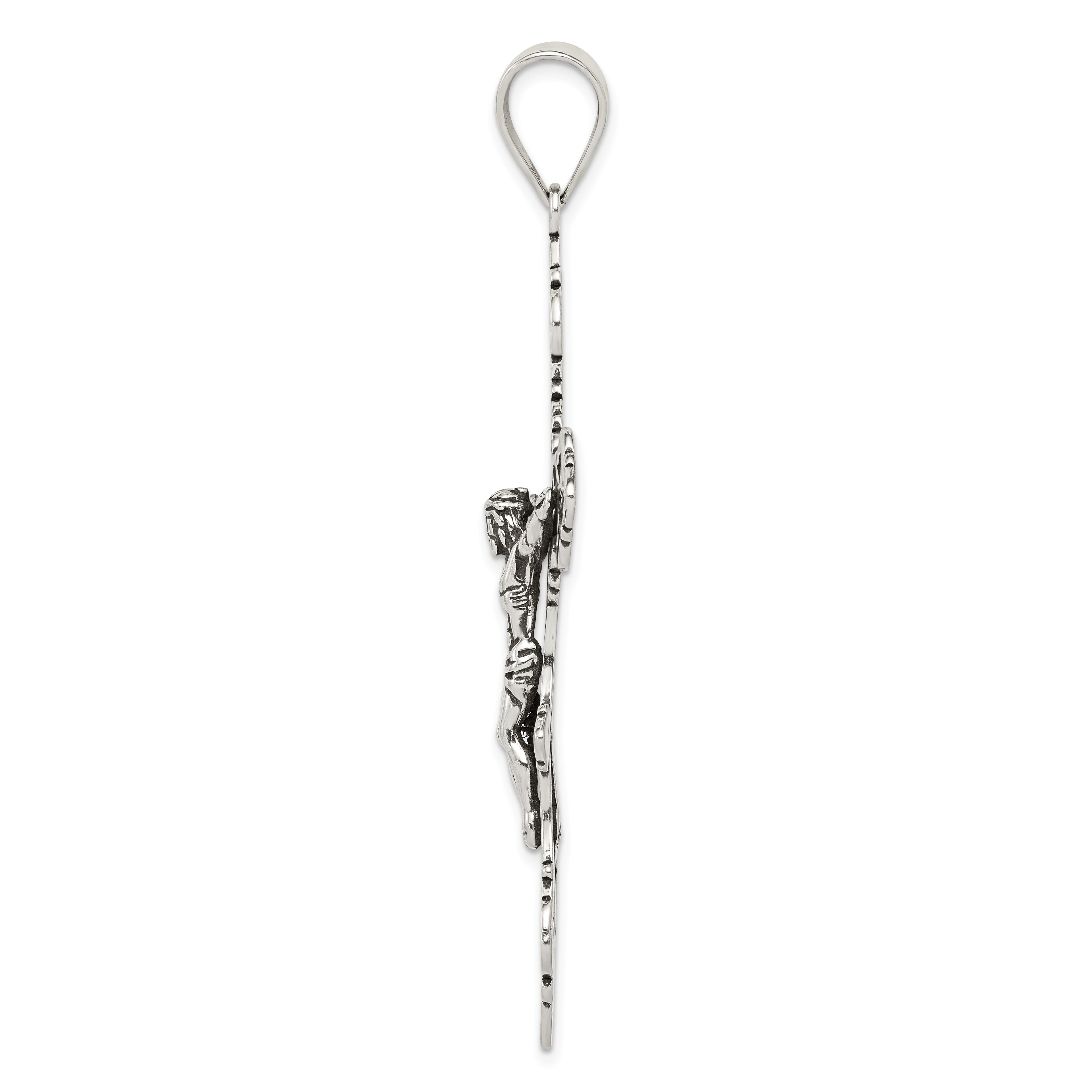 Sterling Silver Antiqued Large INRI Crucifix Pendant