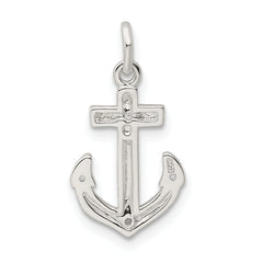 Sterling Silver 925 Polished CZ Anchor Pendant Elegant Nautical Charm