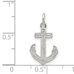 Sterling Silver 925 Polished CZ Anchor Pendant Elegant Nautical Charm