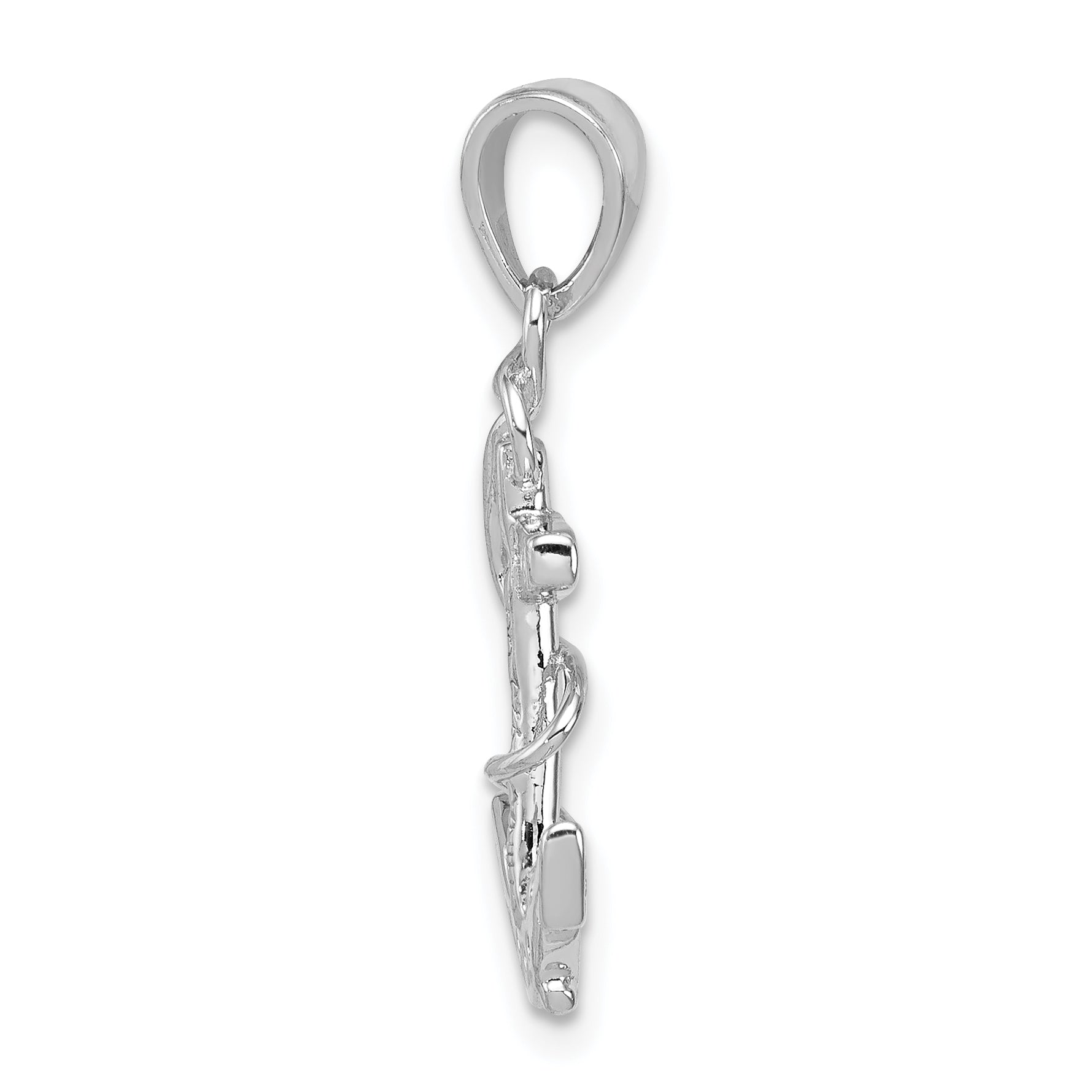 Sterling Silver 925 Anchor Pendant with CZ Rhodium Polished Finish Secondary image